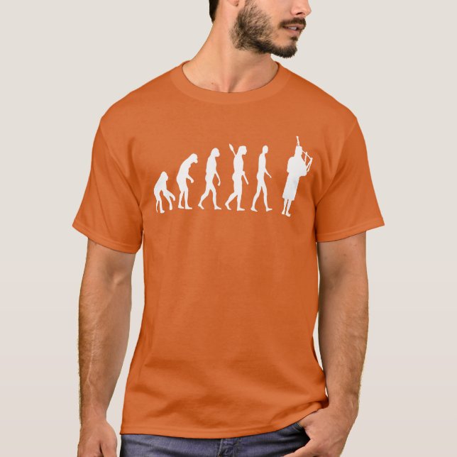 T-shirt Évolution de la cornemuse Cornemuse Écossais Corne (Devant)