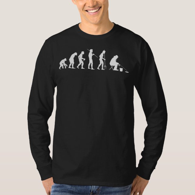 T-shirt Évolution de la pêche sur glace Pêcheur sur glace  (Devant)