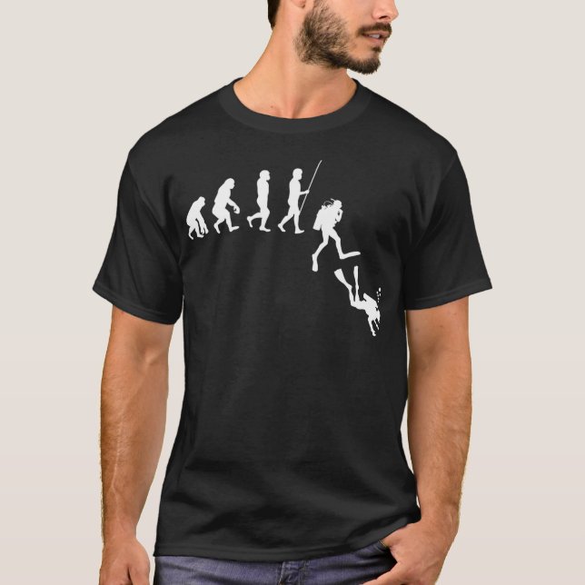 T-shirt Evolution de la plongée Evolution de Man Drôle de  (Devant)