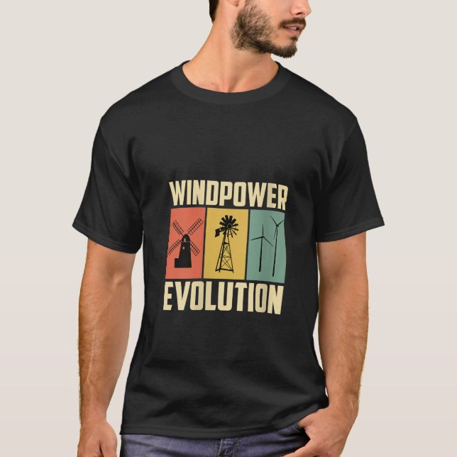 T-shirt Évolution de la puissance éolienne féminine Rétro  (Devant)