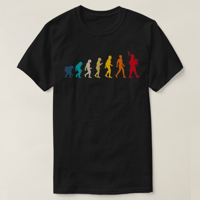 T-shirt Évolution de la tuyauterie drôle bagpiper cornemus (Design devant)