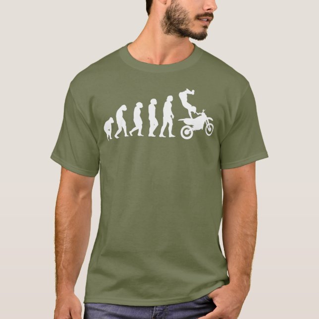 T-shirt Evolution de l'homme à Motocross Funny dirt bike (Devant)