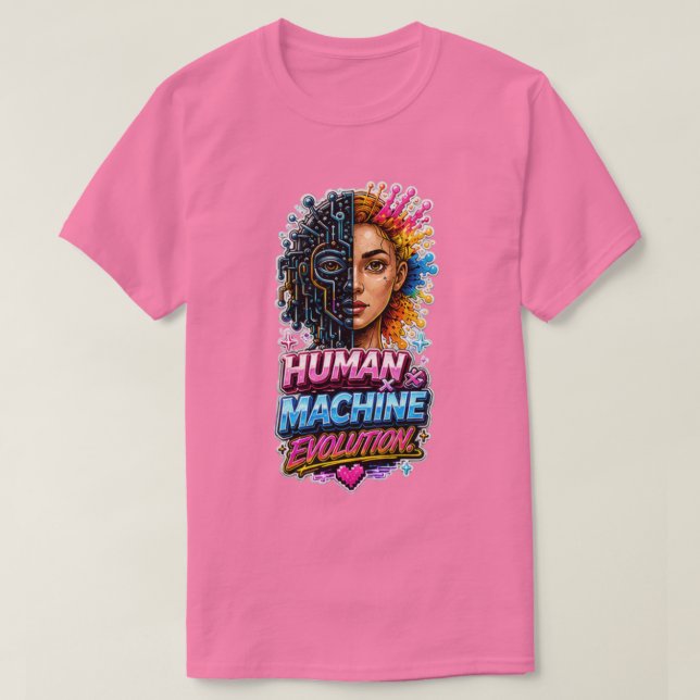 T-shirt Évolution de l'homme et de la machine – Art IA   (Design devant)