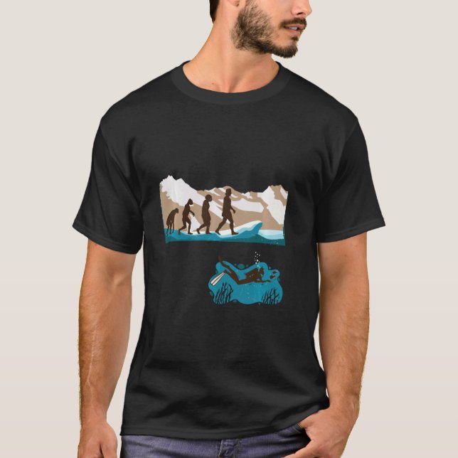 T-shirt Évolution de l'homme plongeur en scaphandre plongé (Devant)