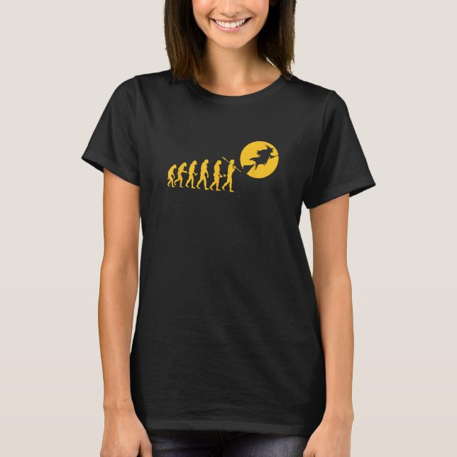 T-shirt Évolution de l'homme sorcière féminine (Devant)
