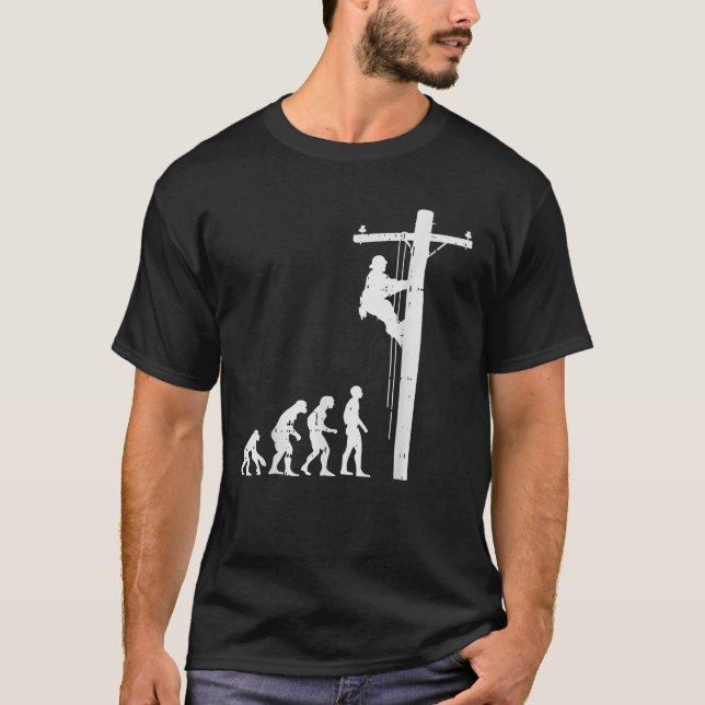 T-shirt Évolution de lineman drôle électricité électricien (Devant)