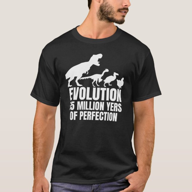 T-shirt Évolution de poulet Fermier Dinosaure Rex Poule (Devant)