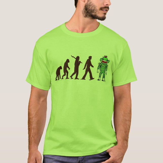 T-shirt Évolution de singe de chaussette (Devant)