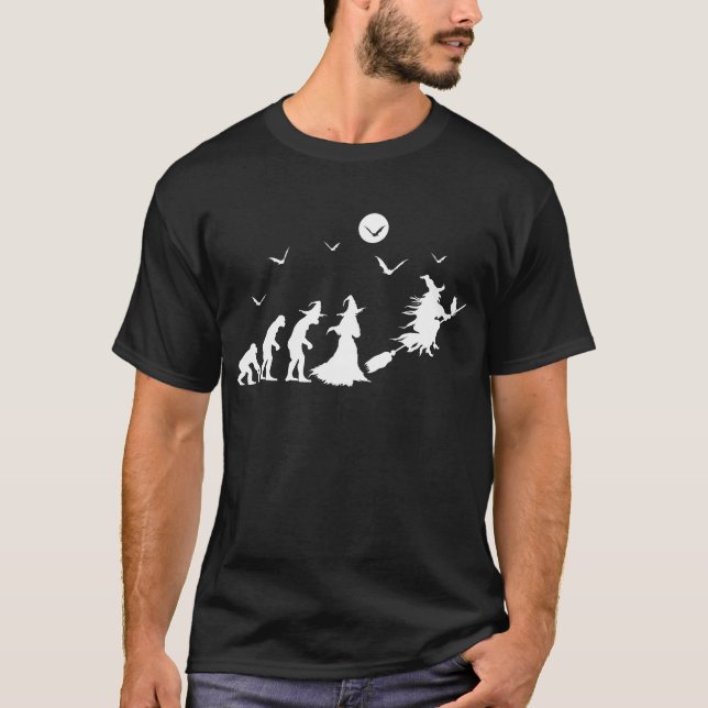 T-shirt Évolution de sorcière sur balai (Devant)