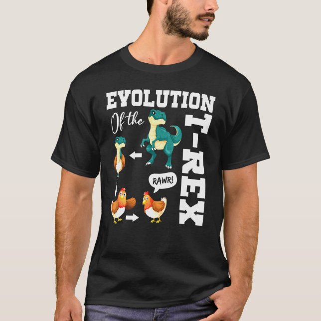 T-shirt Évolution de Trex du dinosaure T-Rex poulet blague (Devant)