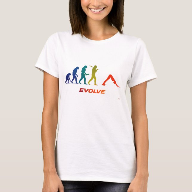 T-shirt Évolution de yoga silhouette posture du chien tête (Devant)