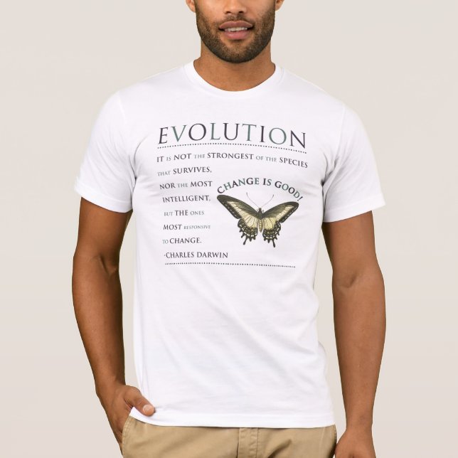 T-shirt Évolution des citations de Darwin (Devant)