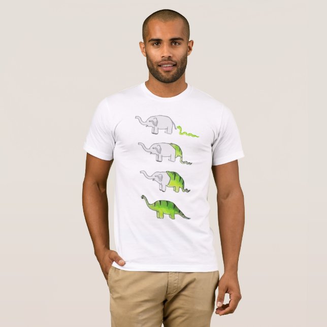 T-shirt évolution des éléphants aux dinosaures (Devant entier)