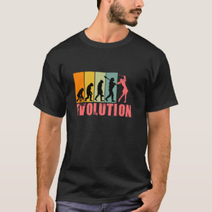 T-shirt Évolution drôle de golf rétro pour fille de golf