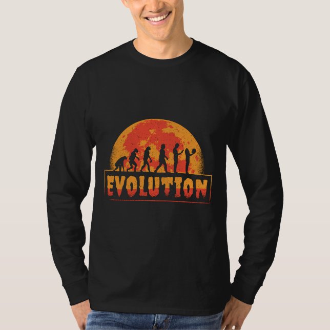T-shirt Évolution drôle du singe au zombie (Devant)
