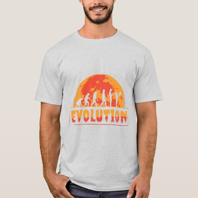 T-shirt Évolution drôle du singe au zombie (Devant)