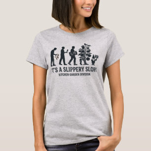 T-shirt Évolution drôle d'un jardinier   C'est glissant