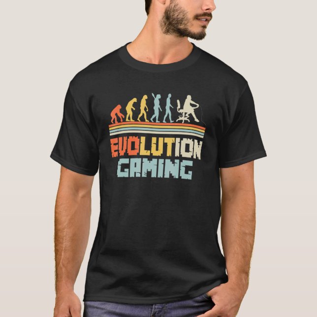 T-shirt Evolution Du Jeu Joueur De Jeux Vidéo De Primat (Devant)