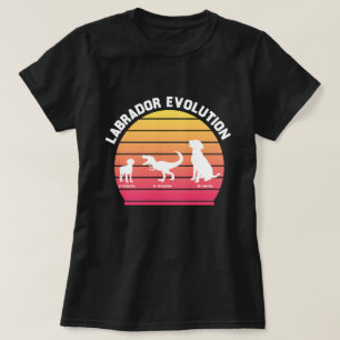 T-shirt Évolution du Labrador Drôle Silhouette blanche cou