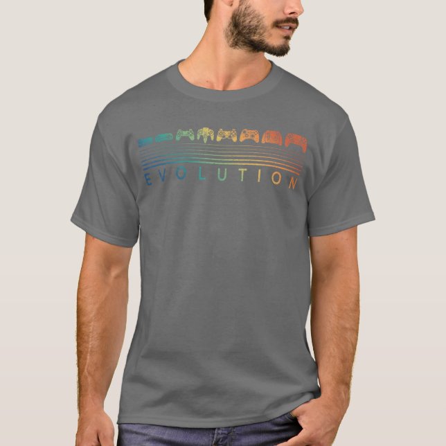 T-shirt Évolution du manette de jeu vidéo Gamer 80s 90s Ré (Devant)