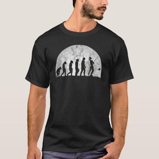 T-shirt Évolution du pêcheur et évo  Évolution de l'homme  (Devant)