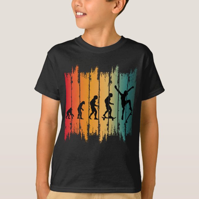 T-shirt Évolution du skateur de skateboard (Devant)