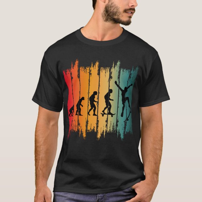 T-shirt Évolution du skateur de skateboard (Devant)