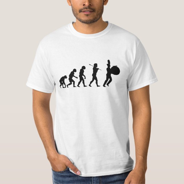 T-shirt Évolution d'un batteur bas (blanc de base) (Devant)
