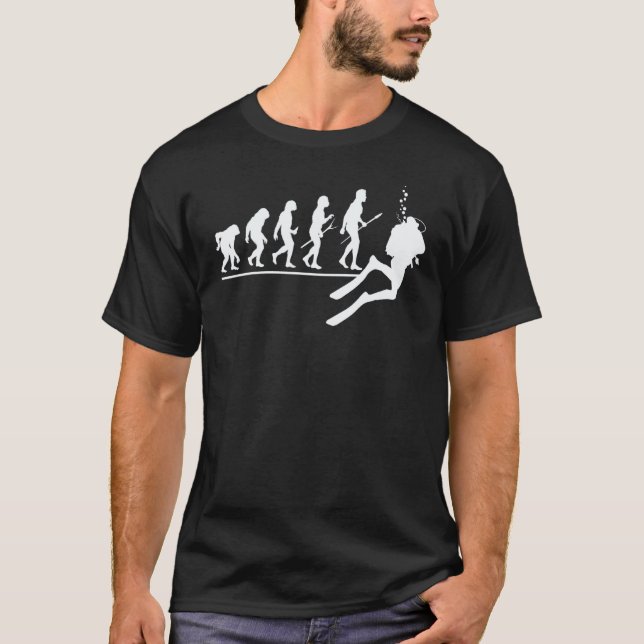 T-shirt Évolution incroyable de l'homme plongeur en scapha (Devant)
