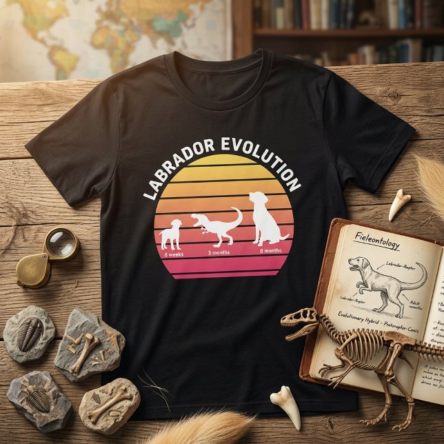 T-shirt Évolution Labrador Drôle Silhouette Blanche Couche (Créateur téléchargé)