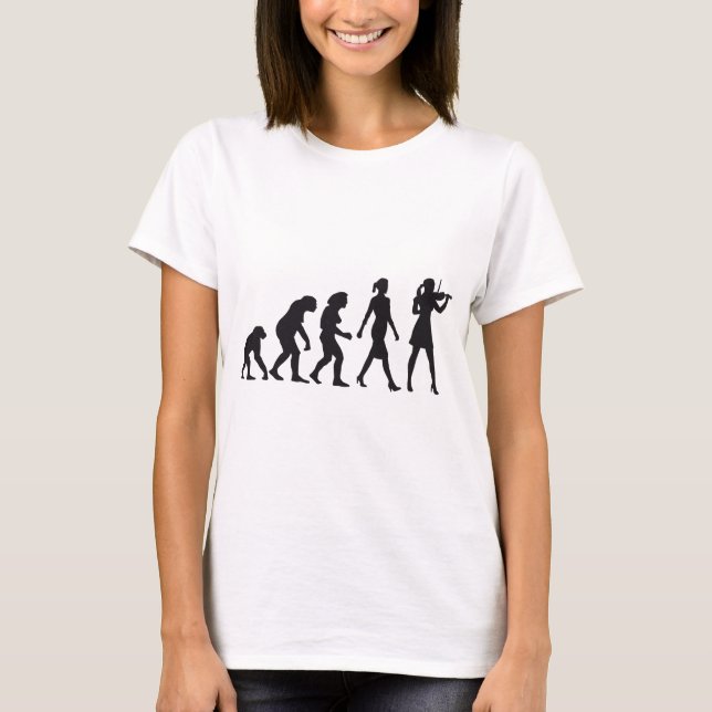 T-shirt evolution of womale female violin player (Devant)