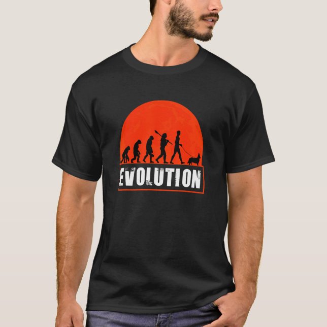 T-shirt Evolution Pour Les Hommes Femmes Corgi (Devant)