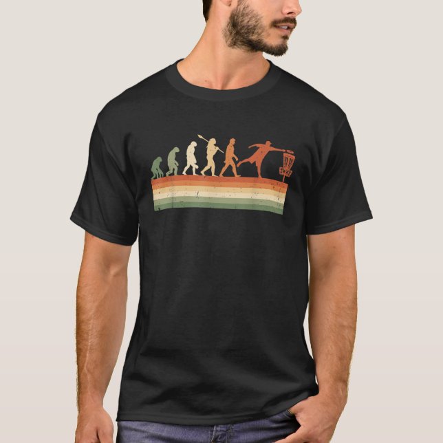 T-shirt Évolution Rétro De L'Homme Joueur De Golf Disque F (Devant)