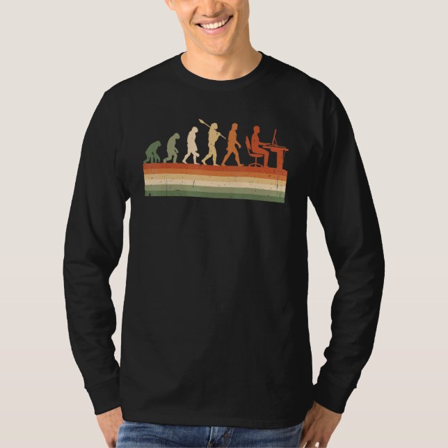 T-shirt Évolution Rétro De L'Homme Programmeur Informatiqu (Devant)