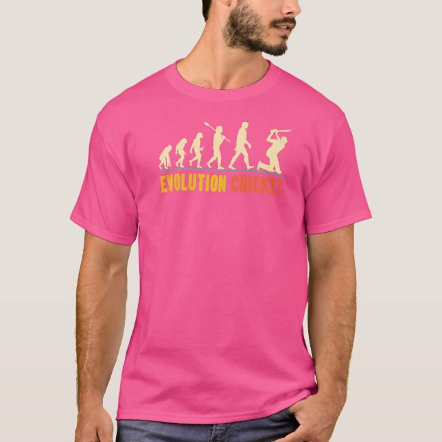 T-shirt Évolution Rétro Du Cricket Pour Les Joueurs De Cri (Devant)