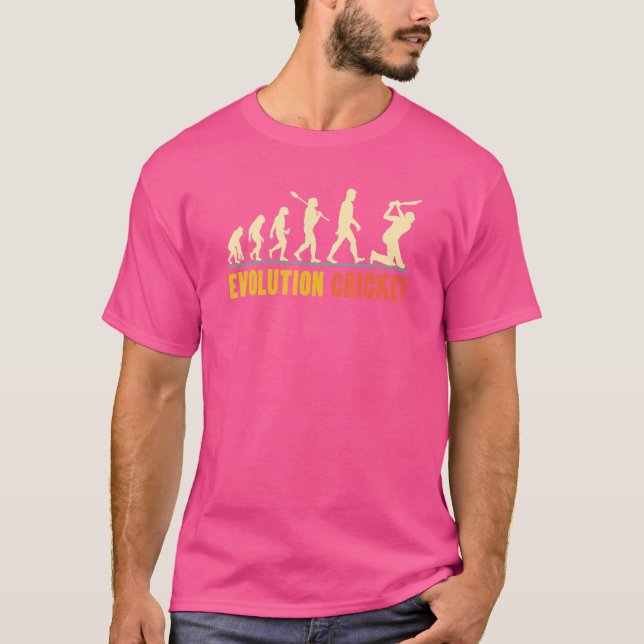 T-shirt Évolution Rétro Du Cricket Pour Les Joueurs De Cri (Devant)