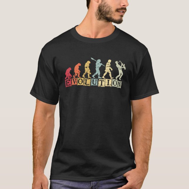 T-shirt Evolution Saxophone Musician Saxophonist Saxophone (Devant)