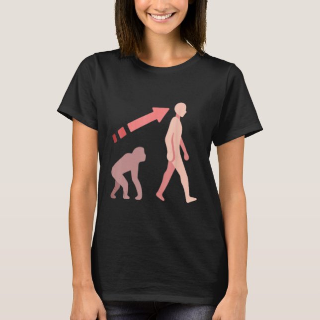 T-shirt Evolution science human man ape monkey history nat (Devant)