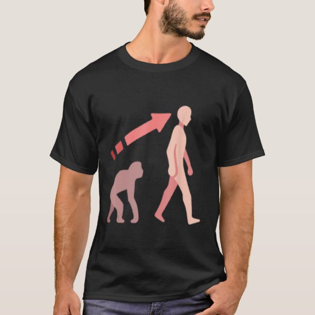 T-shirt Evolution science human man ape monkey history nat (Devant)