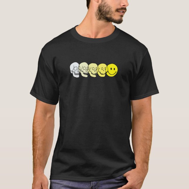 T-shirt Évolution Techno Acid House Sourire Techno DJ Musi (Devant)