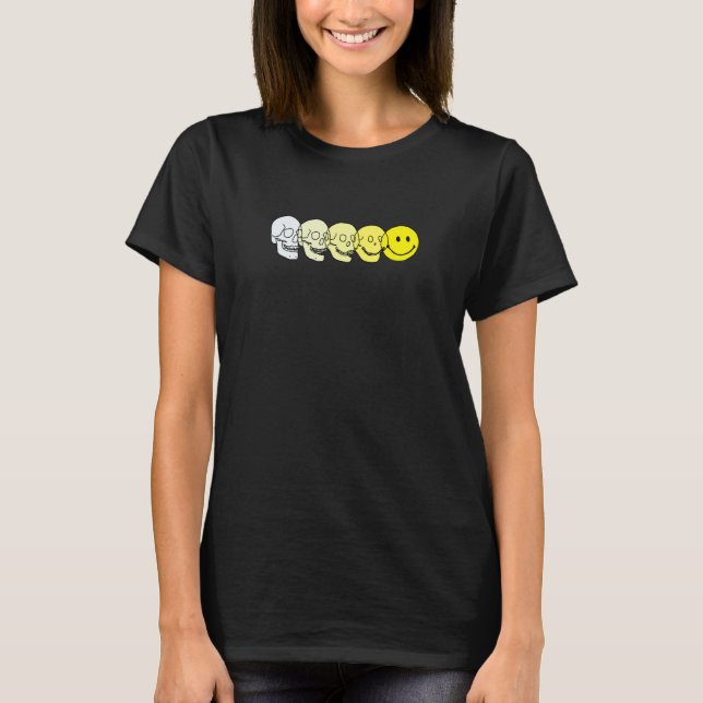 T-shirt Évolution Techno Acid House Sourire Techno DJ Musi (Devant)