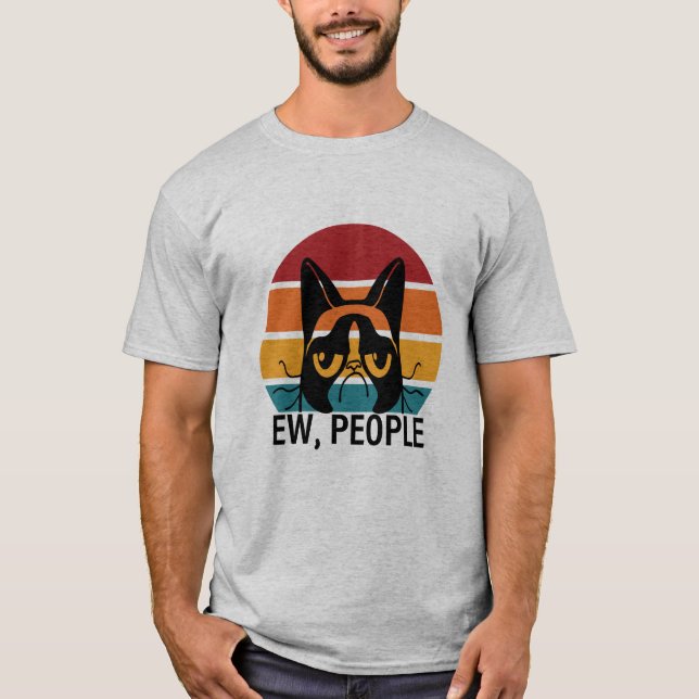 T-shirt Ew Les Gens Drôles Chat Noir Mignon (Devant)