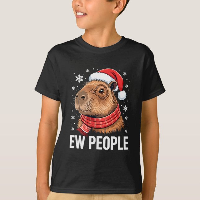 T-shirt Ew People Capybara Christmas Funny Introvert Holid (Devant)