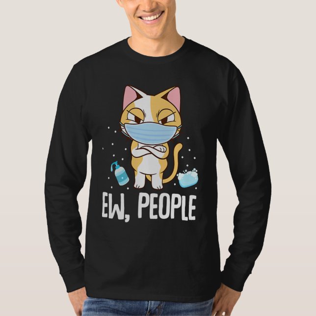 T-shirt Ew People   Cat Wearing Face Mask Washing Hands (Devant)