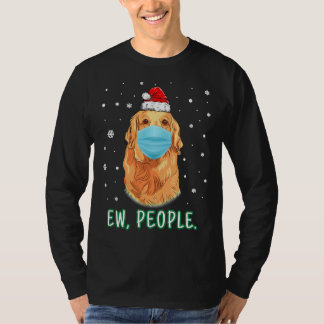 T-shirt Ew People Christmas Santa Golden Retriever Wearing