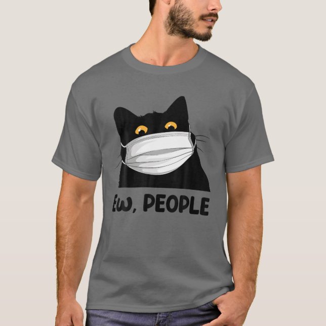 T-shirt Ew People Drôle Masque Chat Noir Pour Femmes Homme (Devant)