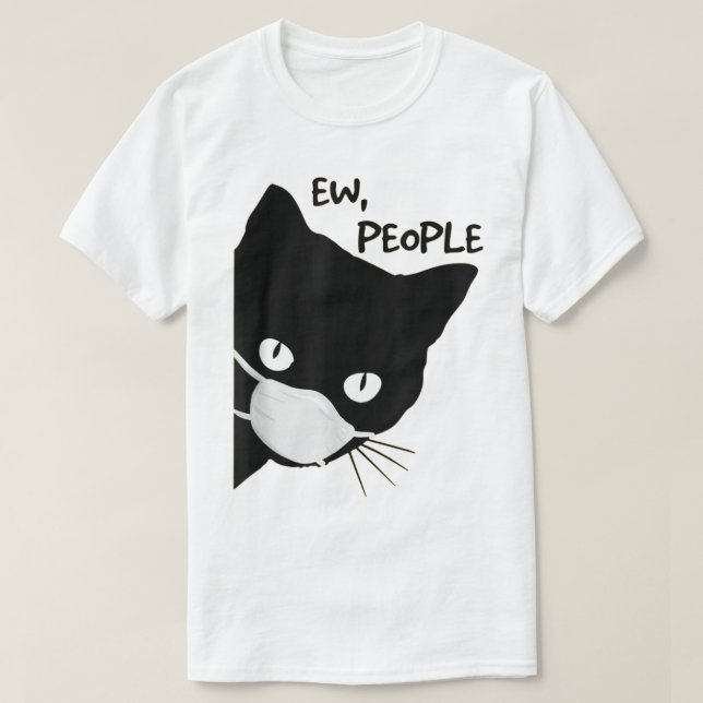 T-shirt Ew People Masked Black Cat Design (Design devant)