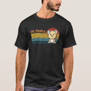 T-shirt Ew People Retro Style mignon Chat en colère Hommes
