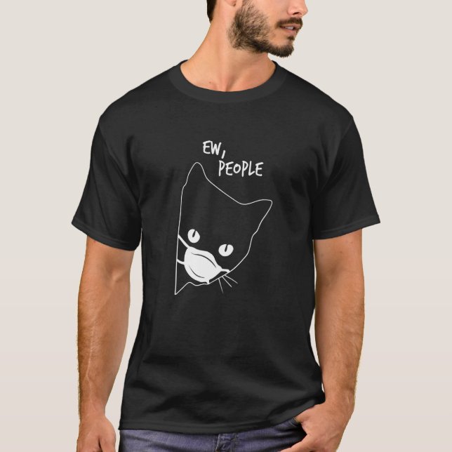 T-shirt Ew Personnes Chat Chaton Avec Masque De Protection (Devant)