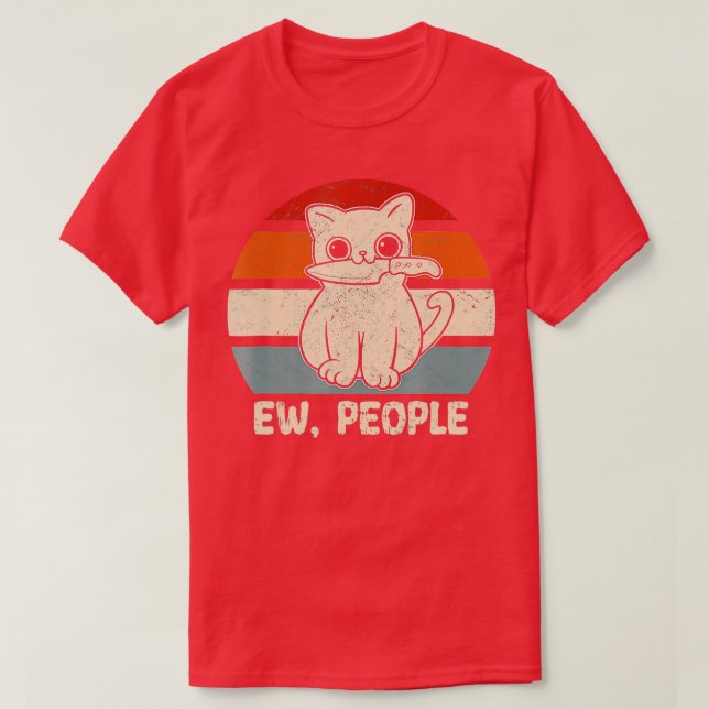 T-shirt Ew Personnes Chat Couteau Meow Kitty Funny Chats M (Design devant)